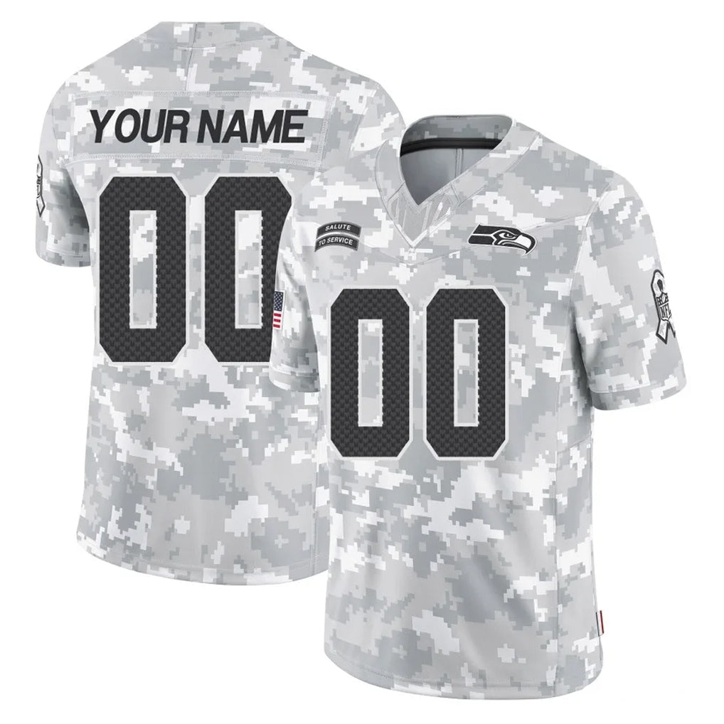 Elroe Custom S.Seahawks Arctic Camo Limited Salute To Service Home Game Any Name & Numbers Stitched Jerseys