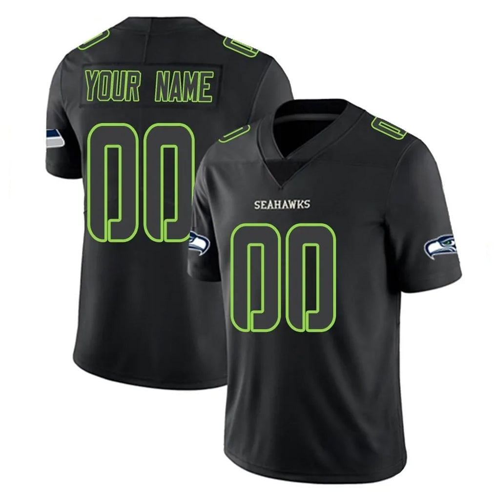Elroe Custom S.Seahawks Black Impact Limited Home Game Any Name & Numbers Stitched Jerseys