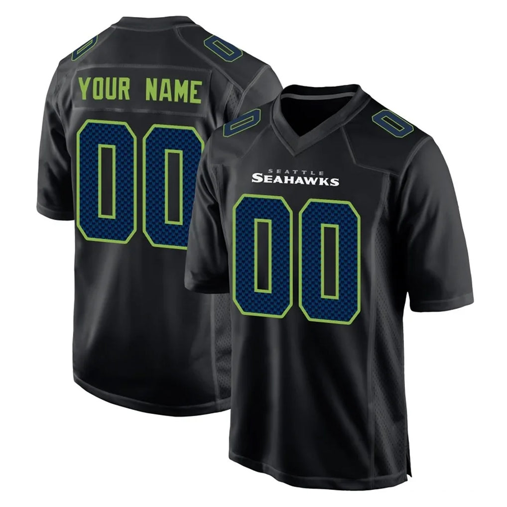 Elroe Custom S.Seahawks Black Limited Fashion Home Game Any Name & Numbers Stitched Jerseys