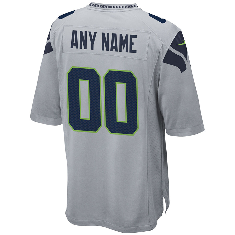 Elroe Custom S.Seahawks Gray Alternate Game Stitched Jerseys