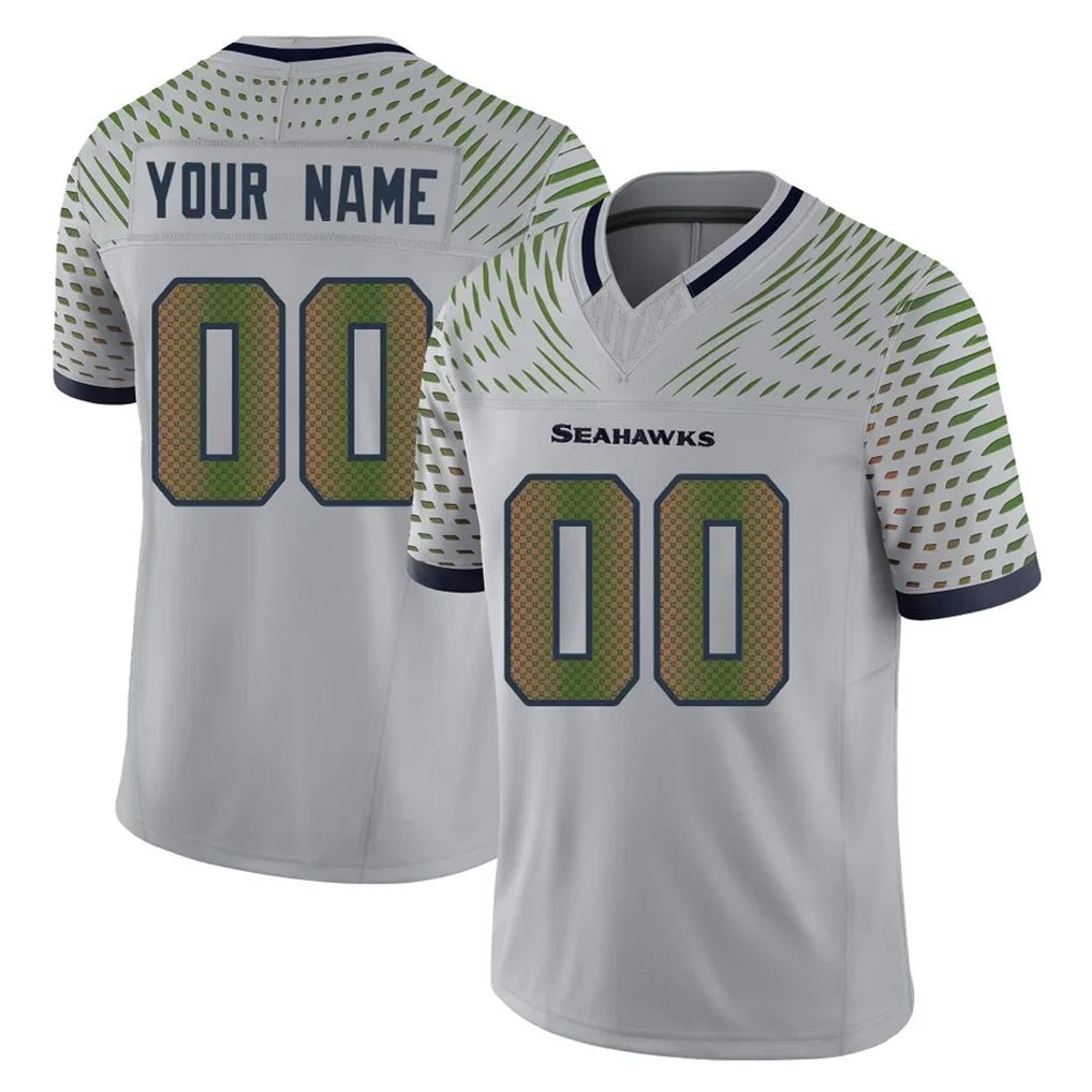 Elroe Custom S.Seahawks Grey Limited 2025 Rivalries Collection Home Game Any Name & Numbers Stitched Jerseys