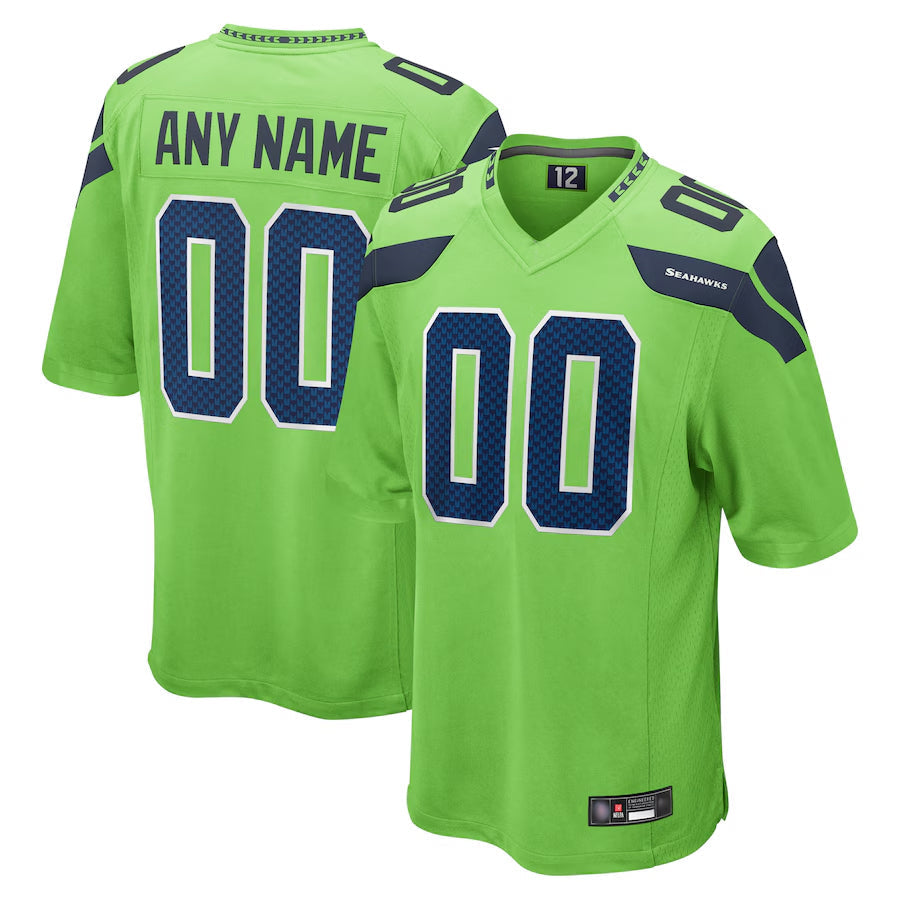 Elroe Custom S.Seahawks Neon Green Alternate Game Stitched Jerseys