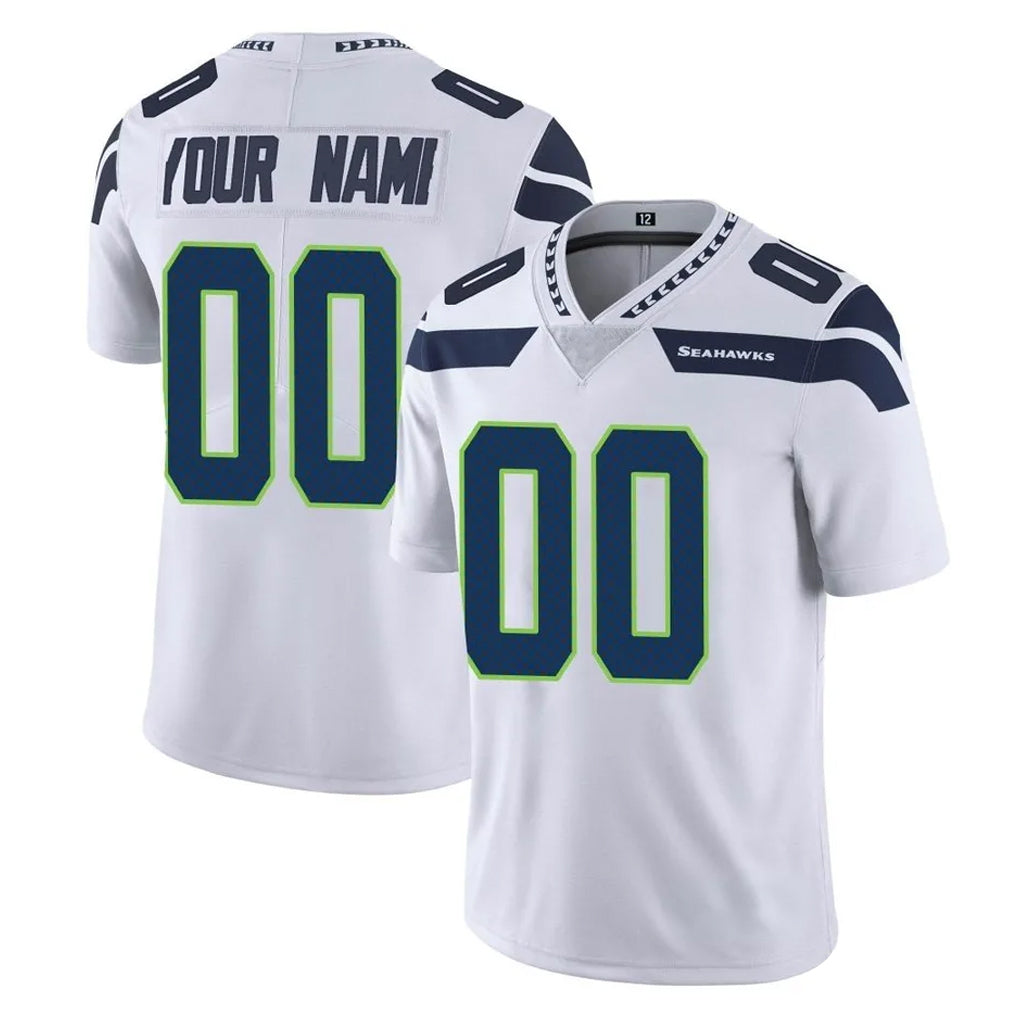 Elroe Custom S.Seahawks White Limited Vapor Untouchable Home Game Any Name & Numbers Stitched Jerseys