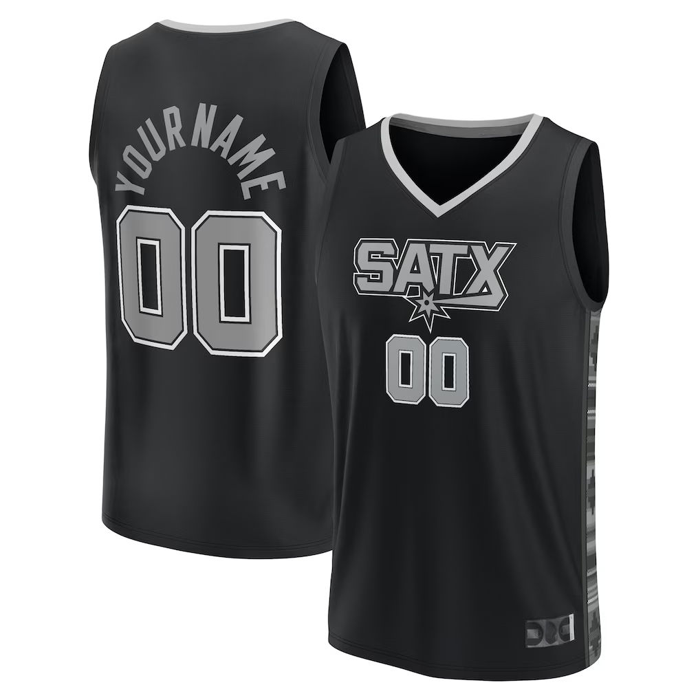 Elroe Custom SA.Spurs Fanatics Black Fast Break Replica Jerseys - Statement Edition