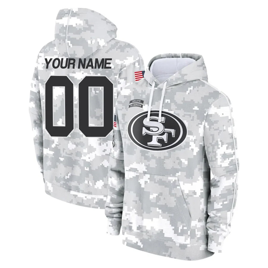 Elroe Custom SF.49ers Arctic Camo Limited Salute to Service Pullover Hoodies Game Any Name & Numbers Stitched Jerseys