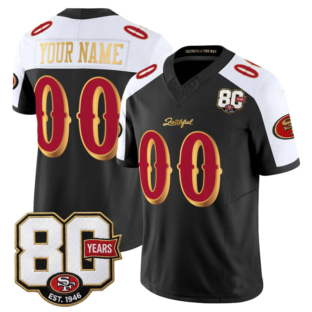 Elroe Custom SF.49ers Black-White Limited 80th Rivalries Collection Home Game Any Name & Numbers Stitched Jerseys