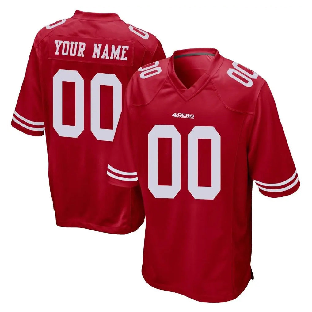 Elroe Custom SF.49ers Red Home Game Any Name & Numbers Stitched Jerseys