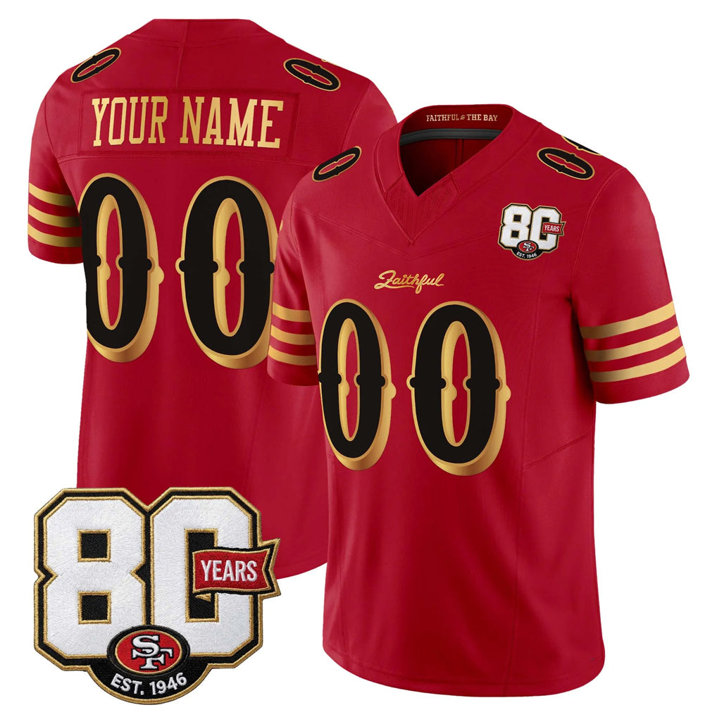 Elroe Custom SF.49ers Red Limited 80th Rivalries Collection Home Game Any Name & Numbers Stitched Jerseys