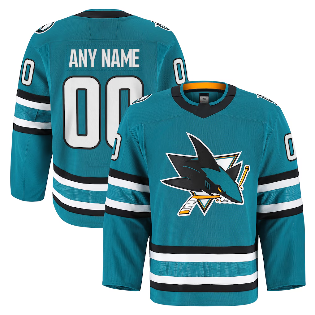 Elroe Custom S.Jose Sharks Teal Home Authentic Pro Jerseys