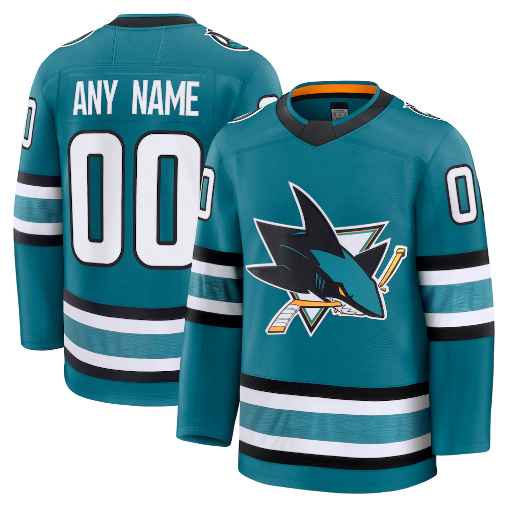 Elroe Custom S.Jose Sharks Teal Home Premium Jerseys