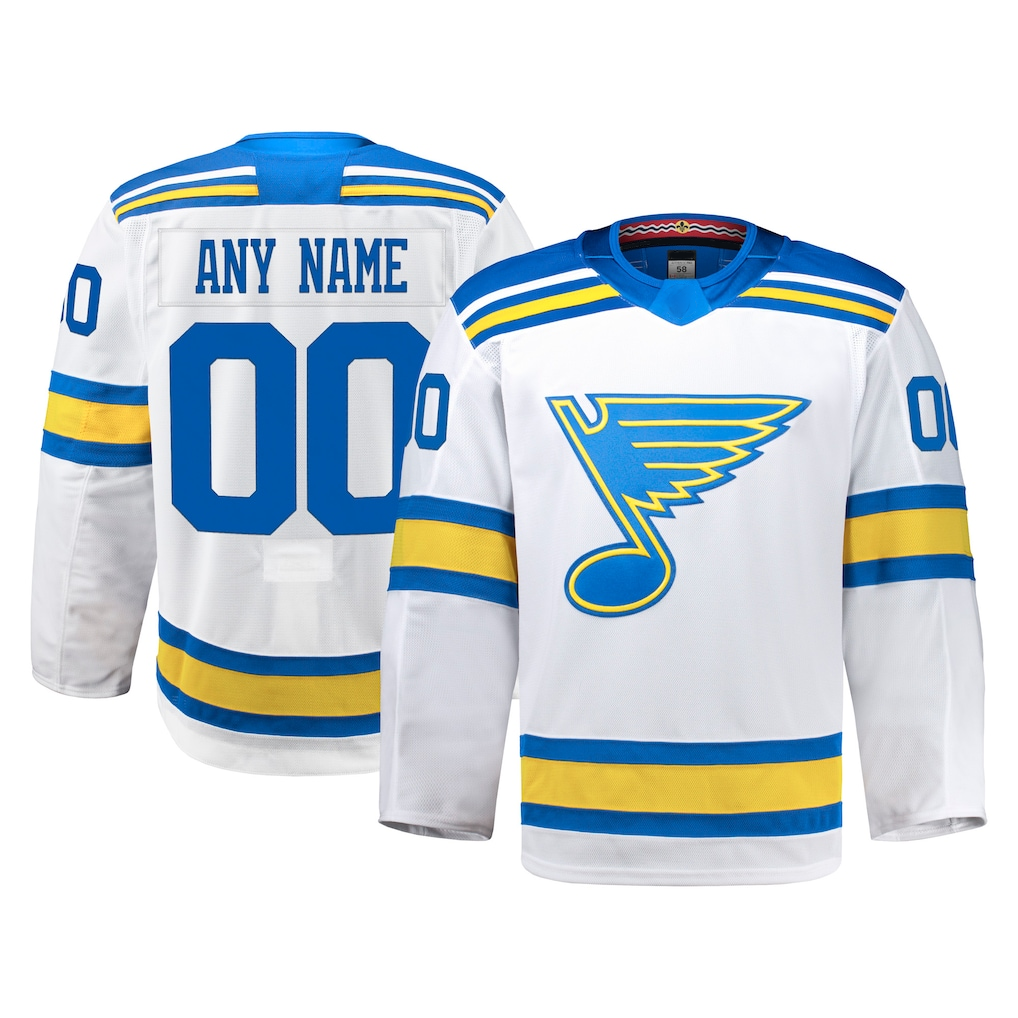 Elroe Custom St.L.Blues White Away Authentic Pro Jerseys