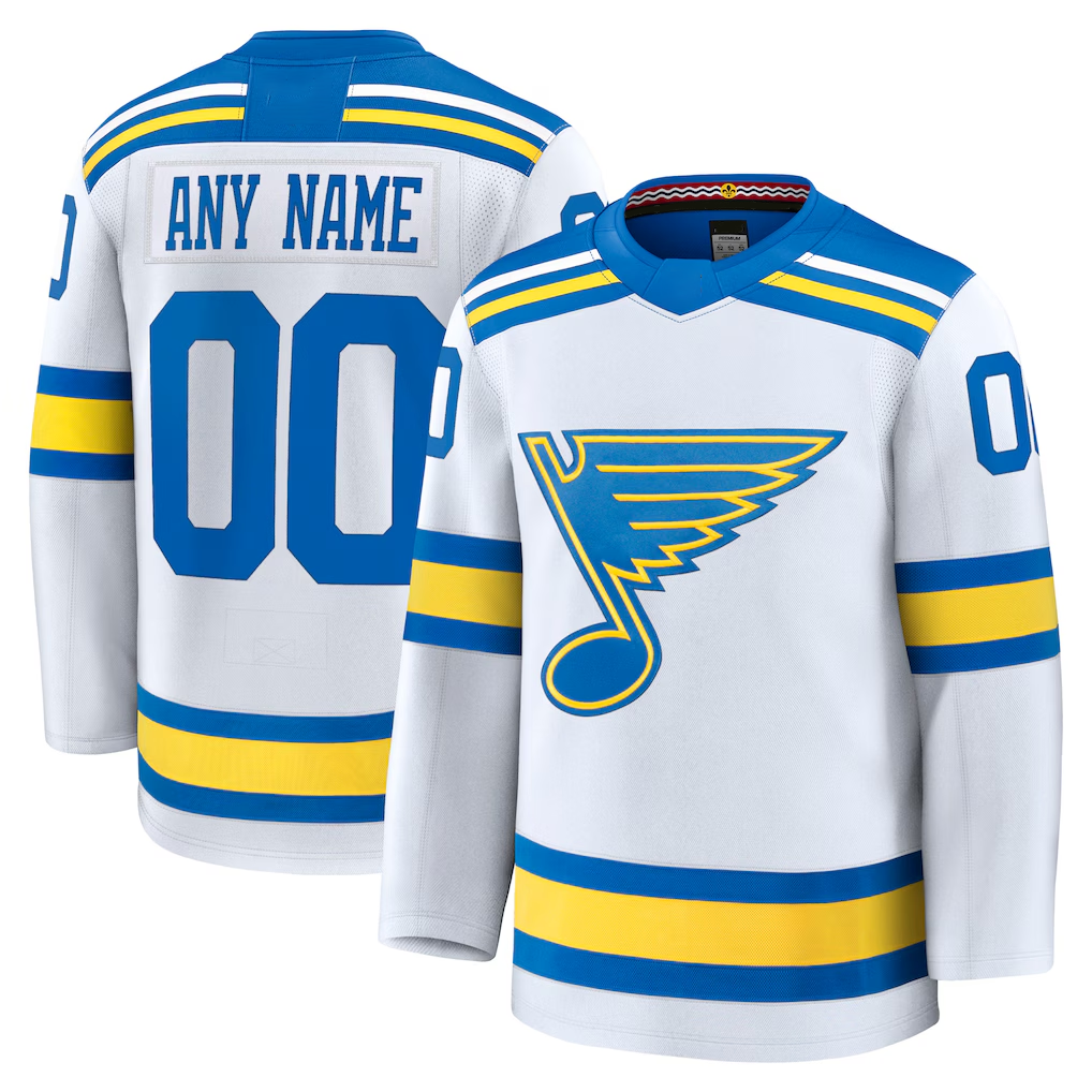 Elroe Custom St.L.Blues White Away Premium Jerseys