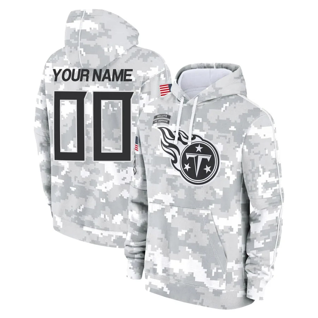 Elroe Custom T.Titans Camo Arctic Salute to Service Pullover Hoodies Home Game Any Name & Numbers Stitched Jerseys