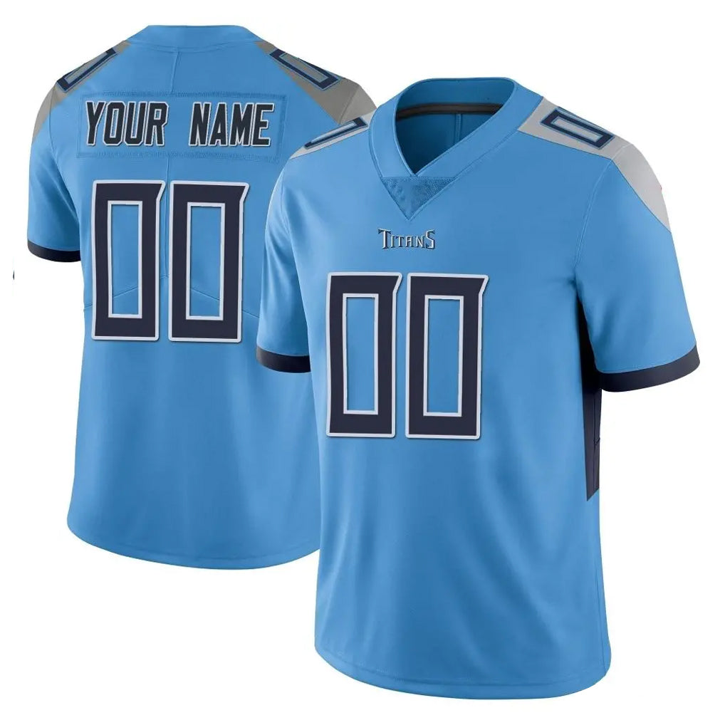 Elroe Custom T.Titans Light Blue Limited Vapor Untouchable Home Game Any Name & Numbers Stitched Jerseys