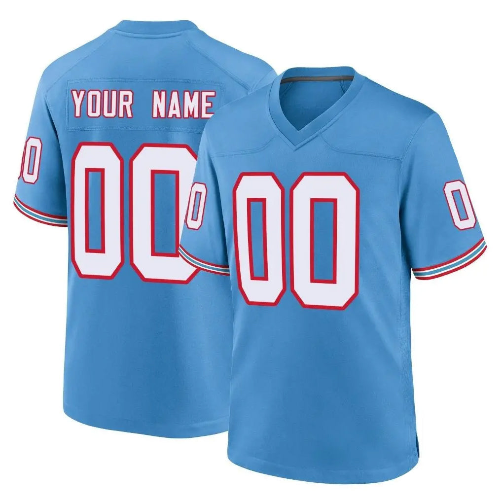 Elroe Custom T.Titans Light Blue Oilers Throwback Home Game Any Name & Numbers Stitched Jerseys