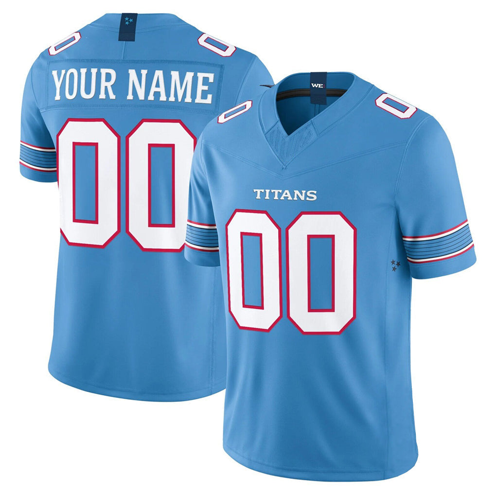 Elroe Custom T.Titans Light Blue Team Vapor F.U.S.E. Limited Home Game Any Name & Numbers Stitched Jerseys