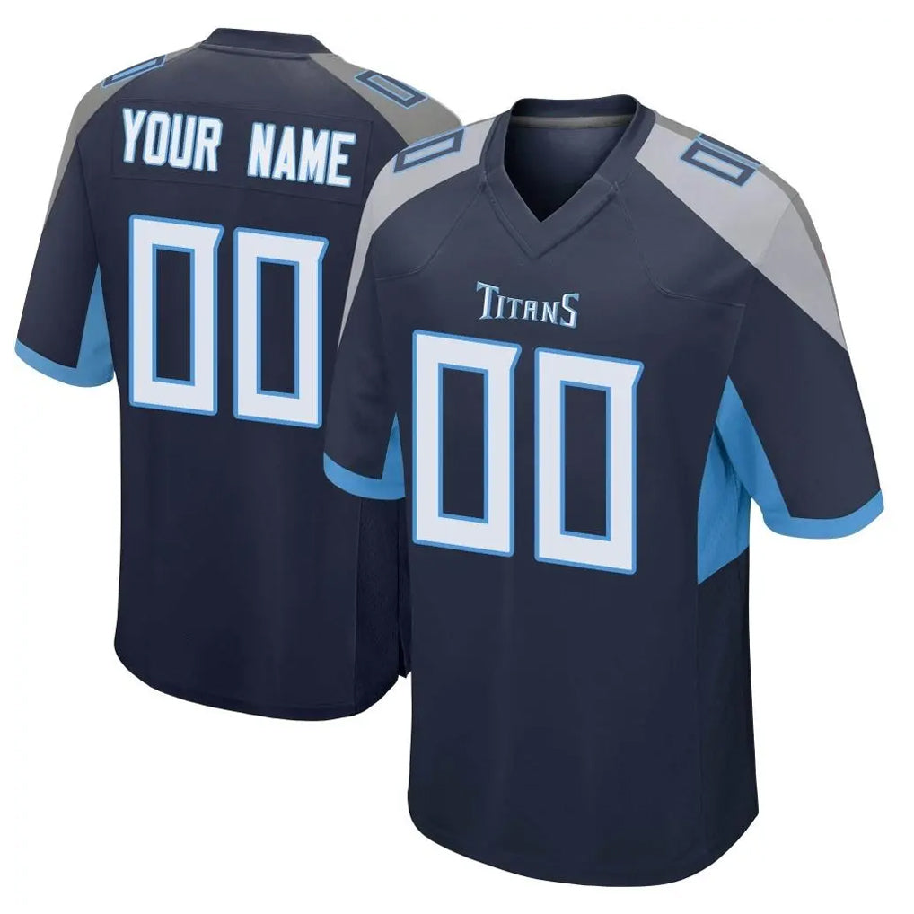 Elroe Custom T.Titans Navy Home Game Any Name & Numbers Stitched Jerseys