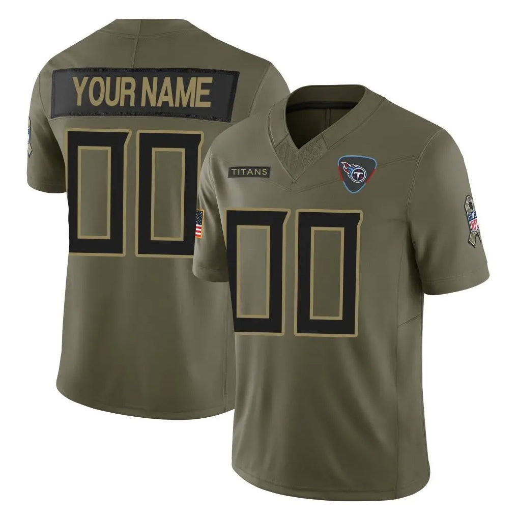 Elroe Custom T.Titans Olive Limited 2025 Salute to Service Home Game Any Name & Numbers Stitched Jerseys