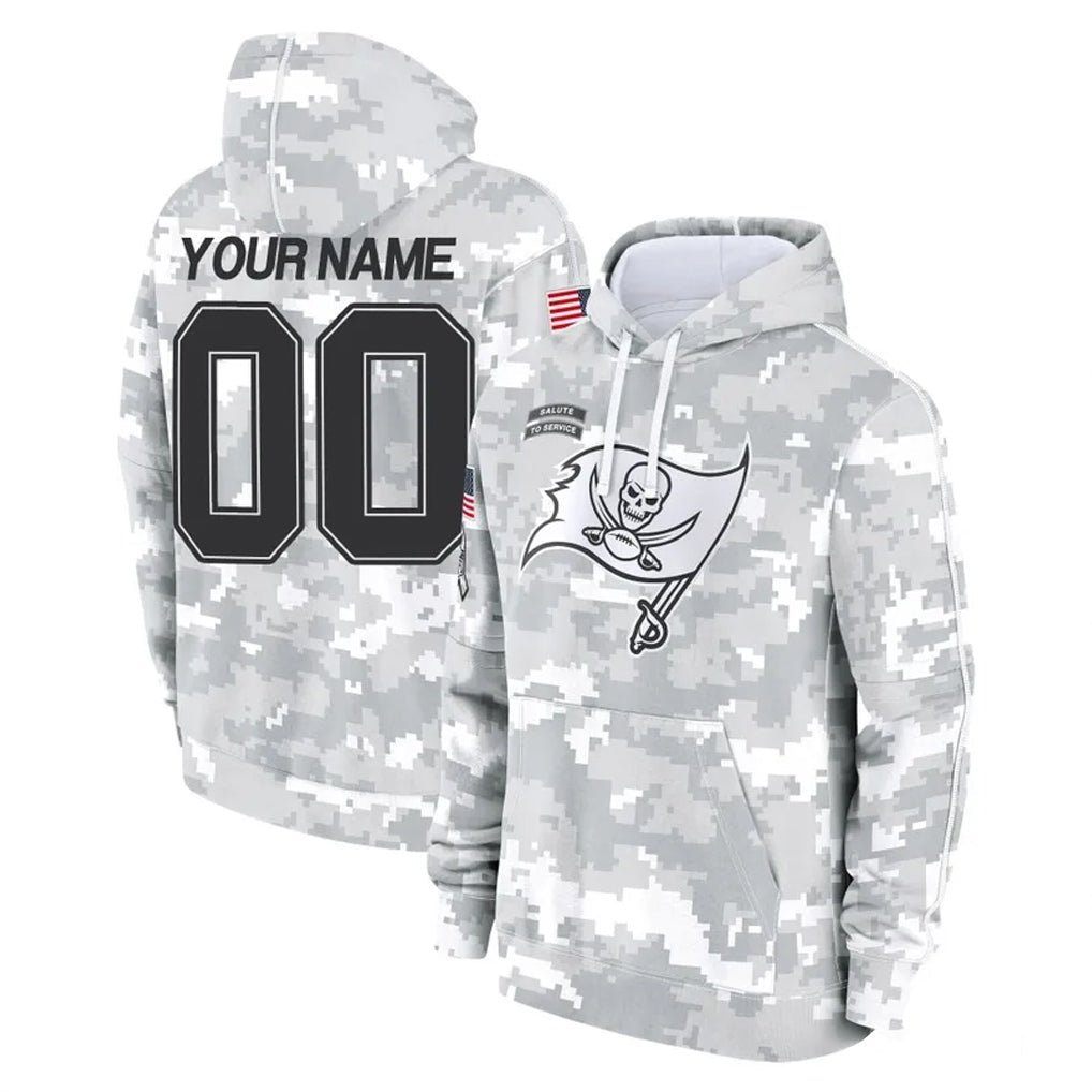 Elroe Custom TB.Buccaneers Arctic Camo Limited Salute to Service Pullover Hoodies Game Any Name & Numbers Stitched Jerseys