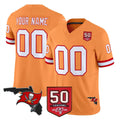 Elroe Custom TB.Buccaneers Orange 50th Season Vapor Limited Home Game Any Name & Numbers Stitched Jerseys
