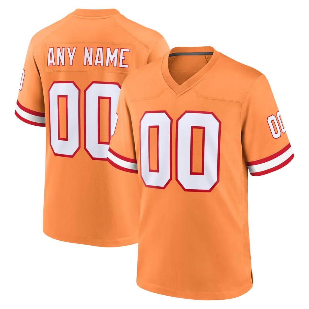 Elroe Custom TB.Buccaneers Orange Throwback Home Game Any Name & Numbers Stitched Jerseys