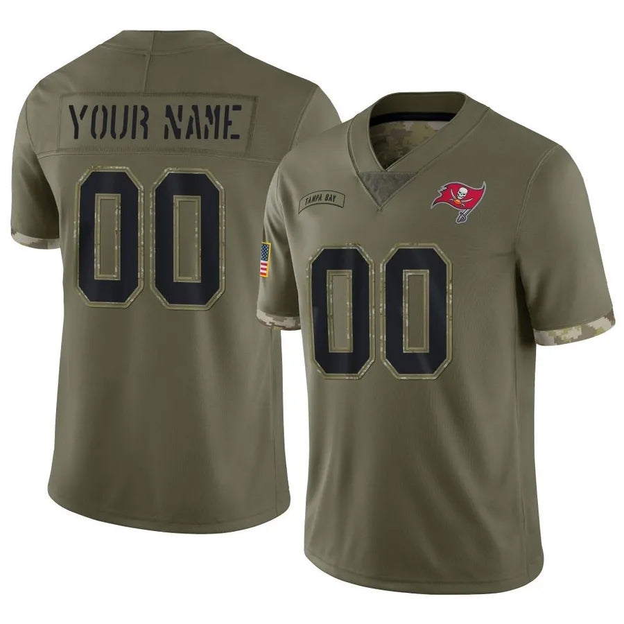 Elroe Custom TB.Buccaneers Salute To Service Olive Stitched Jerseys