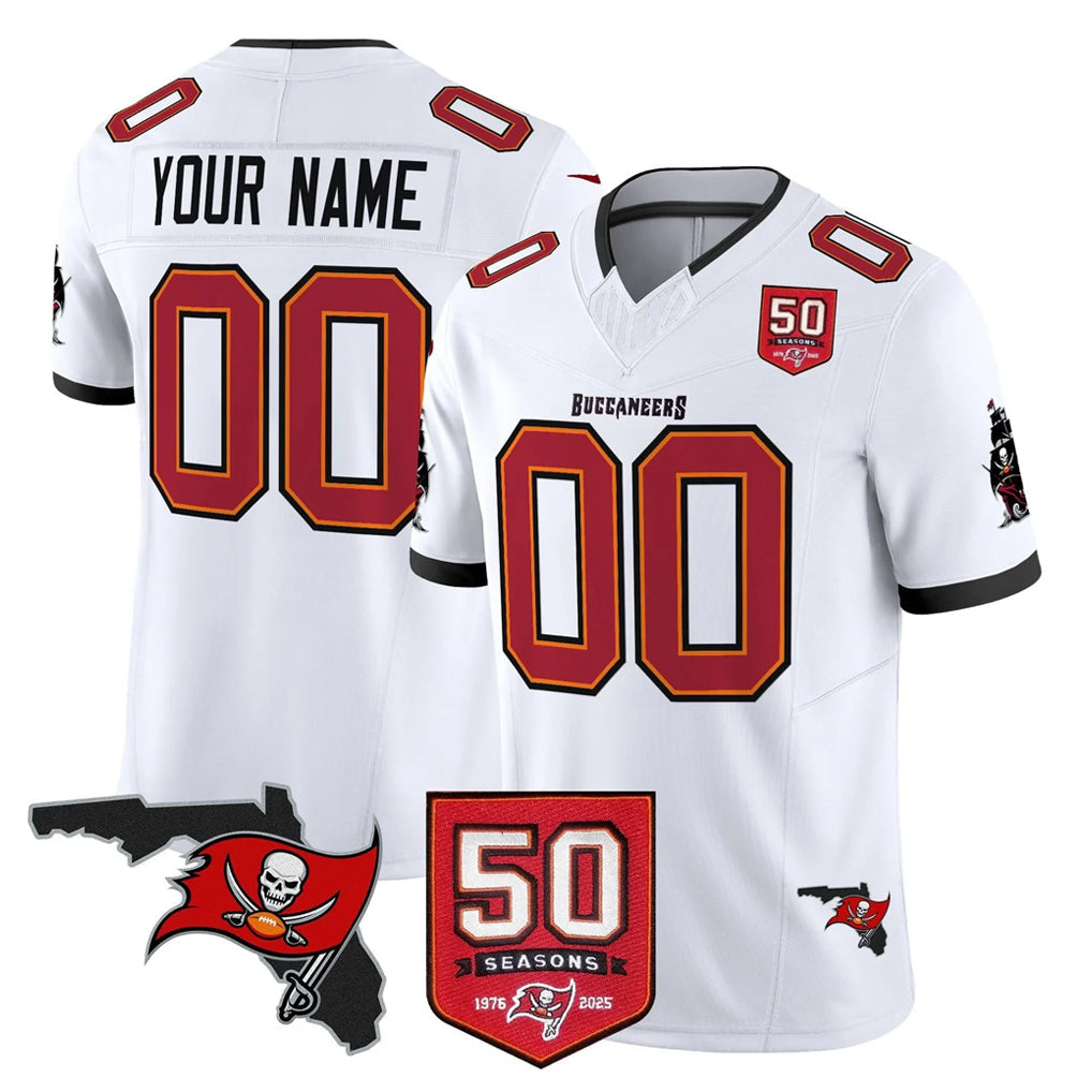 Elroe Custom TB.Buccaneers White Limited 2026 Season Vapor F.U.S.E. Home Game Any Name & Numbers Stitched Jerseys
