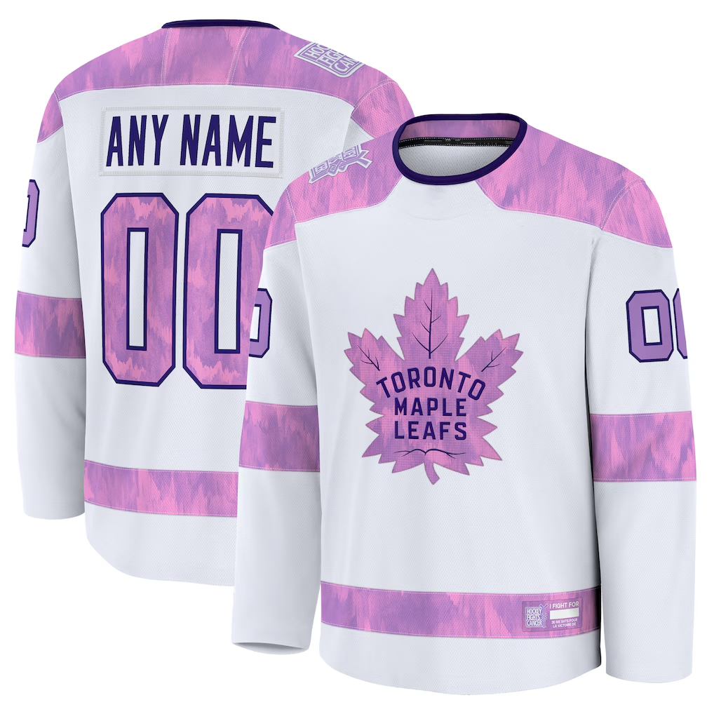 Elroe Custom T.Maple Leafs White 2024 Hockey Fights Cancer Practice Jerseys