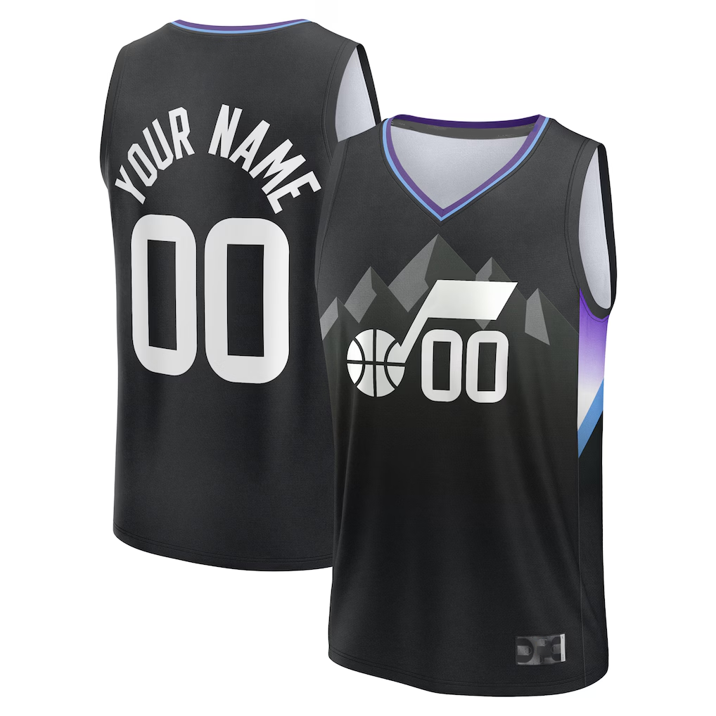Elroe Custom U.Jazz Fanatics Black Fast Break Jerseys - Statement Editio
