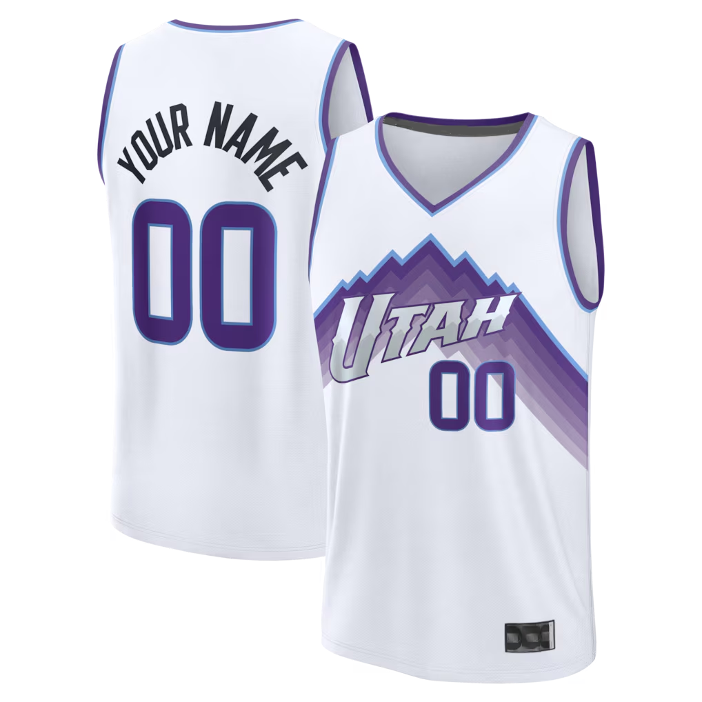 Elroe Custom U.Jazz Fanatics White Fast Break Replica Jerseys - Association Edition