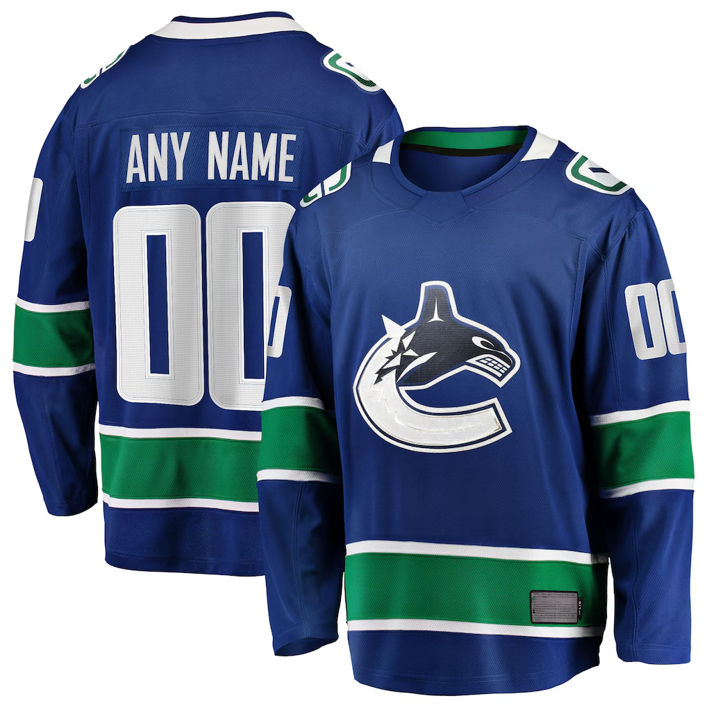 Elroe Custom V.Canucks Blue Home Team Breakaway Jerseys