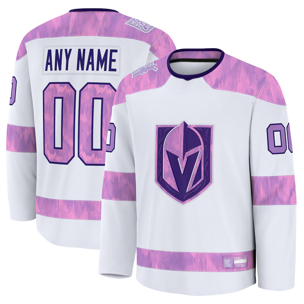 Elroe Custom V.Golden Knights White 2024 Hockey Fights Cancer Practice Jerseys