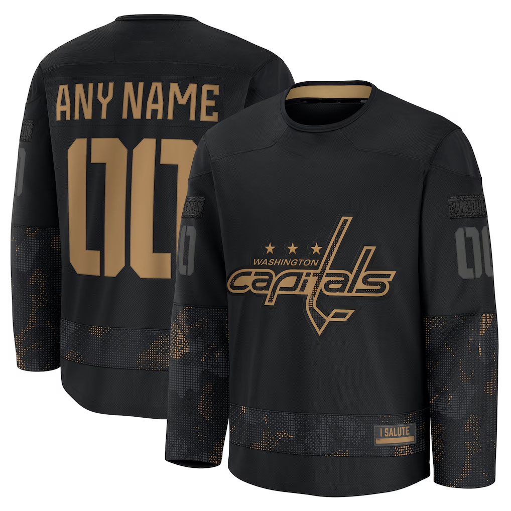 Elroe Custom W.Capitals Black 2024 Military Appreciation Practice Jerseys