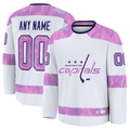 Elroe Custom W.Capitals White 2024 Hockey Fights Cancer Practice Jerseys
