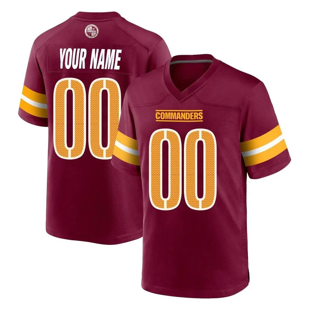 Elroe Custom W.Commanders Burgundy Home Game Any Name & Numbers Stitched Jerseys