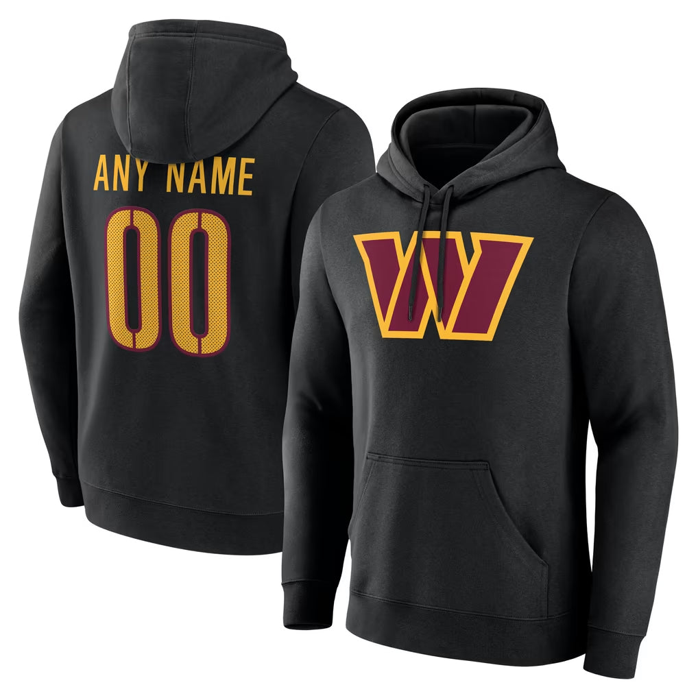 Elroe Custom W.Commanders Gray LOGO Performance Pullover Hoodies Game Any Name & Numbers Stitched Jerseys
