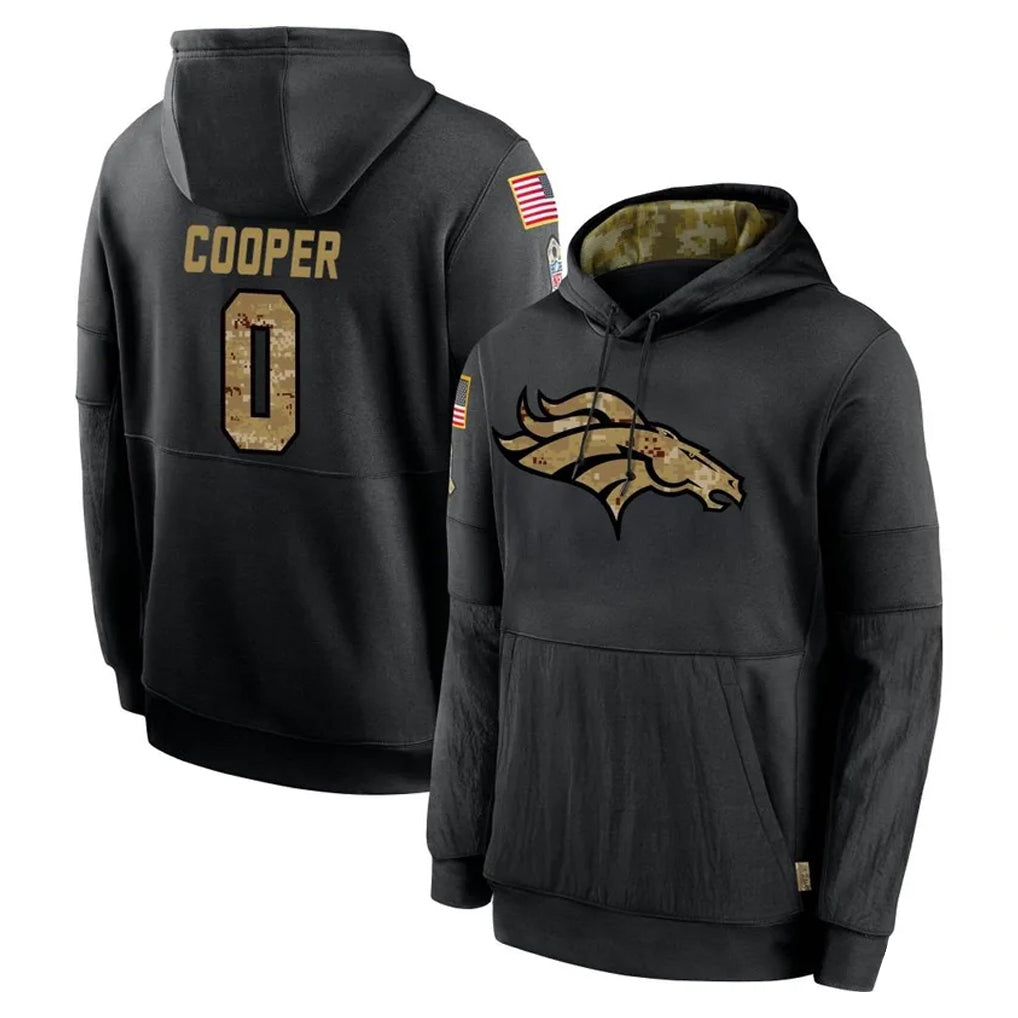 Elroe D.Broncos #0 Jonathon Cooper Player Black Salute to Service Pullover Hoodies Limited Stitched Jerseys