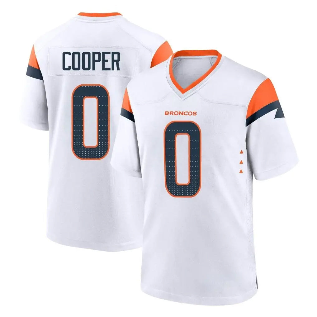Elroe D.Broncos #0 Jonathon Cooper Player White Home Game Stitched Jerseys
