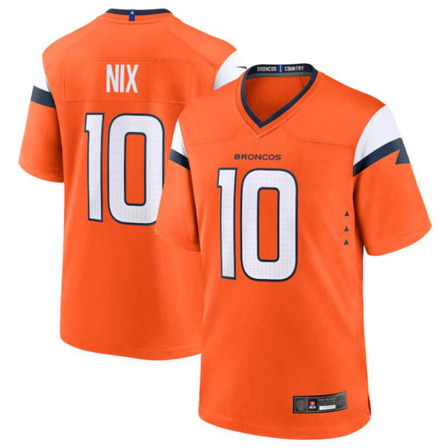 Elroe D.Broncos #10 Bo Nix Orange 2024 Draft First Round Pick Player Game Jersey American Stitched Jerseys