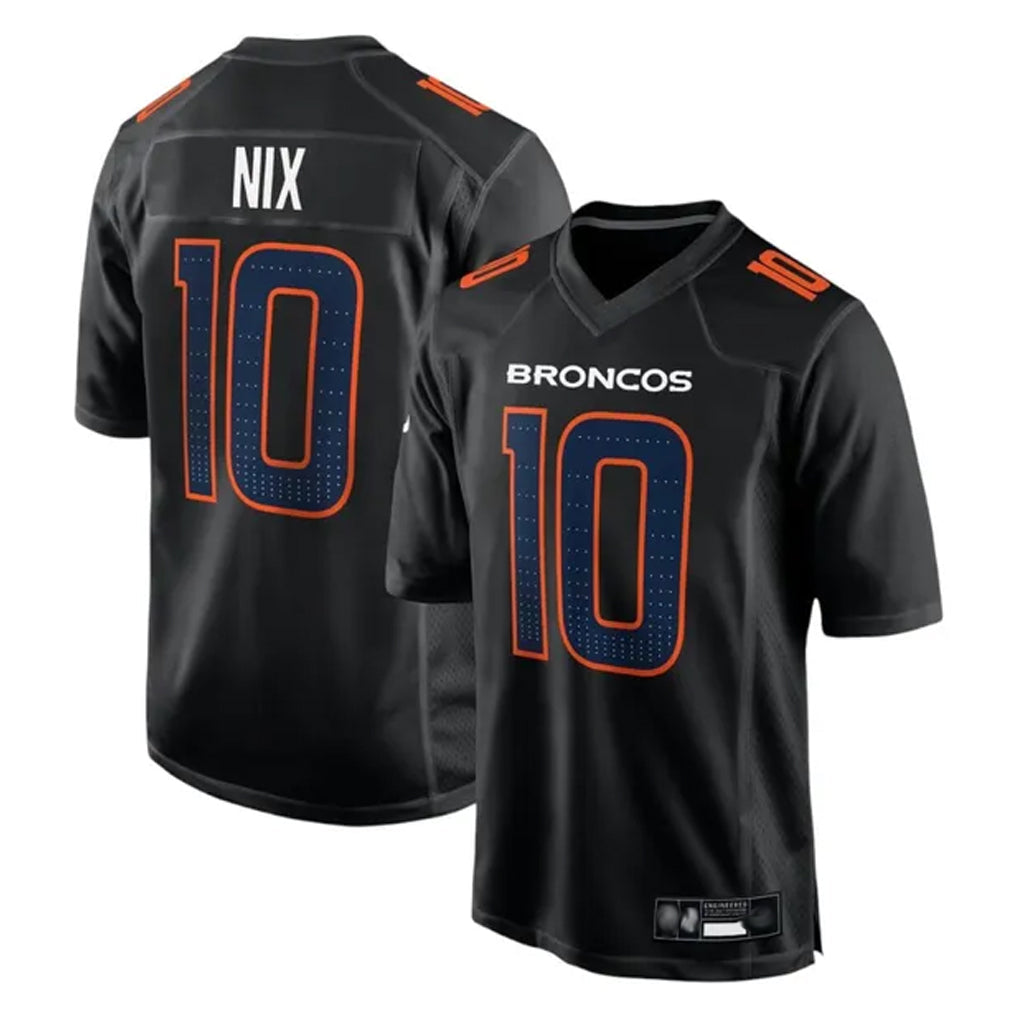Elroe D.Broncos #10 Bo Nix Player Carbon Black Fashion Limited Game Stitched Jerseys