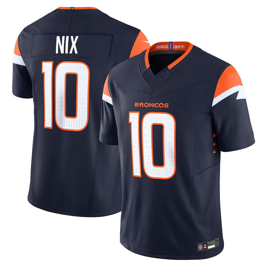 Elroe D.Broncos #10 Bo Nix Player Navy Vapor F.U.S.E. Limited Stitched Jerseys