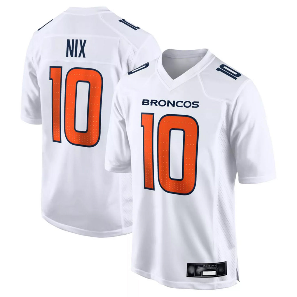 Elroe D.Broncos #10 Bo Nix Player White Fashion Limited Game Stitched Jerseys