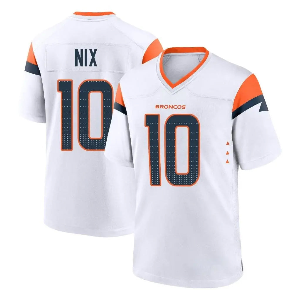 Elroe D.Broncos #10 Bo Nix Player White Home Game Stitched Jerseys