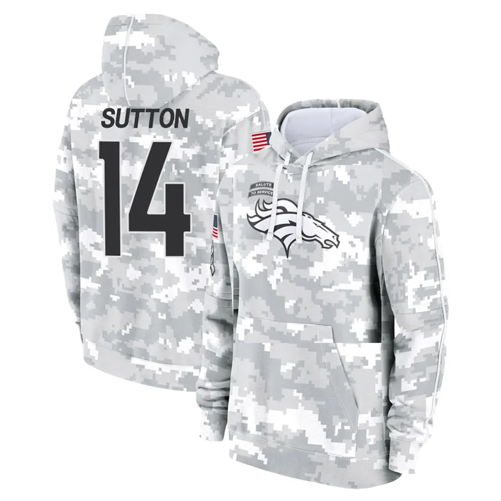 Elroe D.Broncos #14 Courtland Sutton Player Arctic Camo Salute to Service Hoodies Limited Game Stitched Jerseys