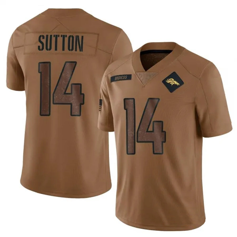 Elroe D.Broncos #14 Courtland Sutton Player Brown Salute To Service Limited Stitched Jerseys