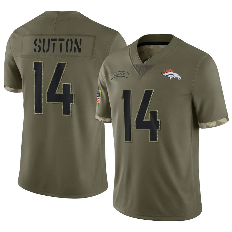 Elroe D.Broncos #14 Courtland Sutton Player Limited Salute To Service Olive Stitched Jerseys