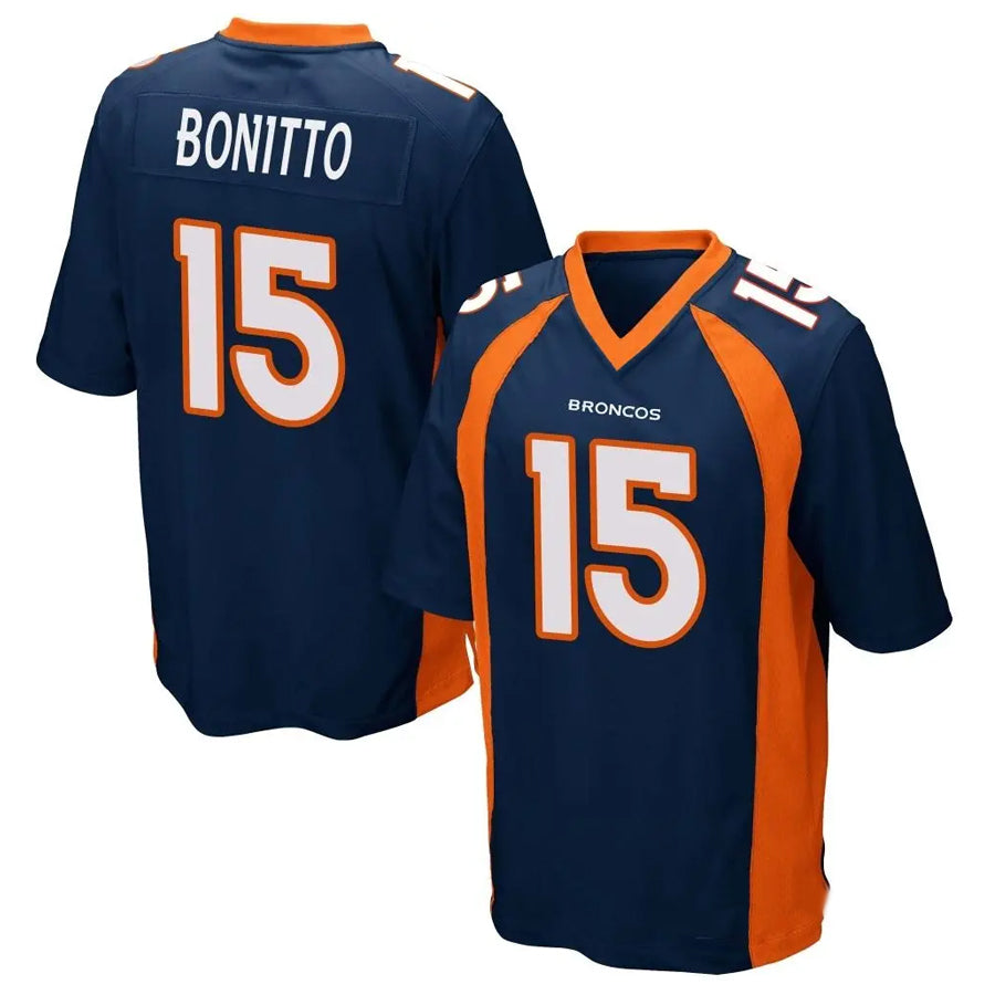 Elroe D.Broncos #15 Nik Bonitto Player Navy Game Stitched Jerseys