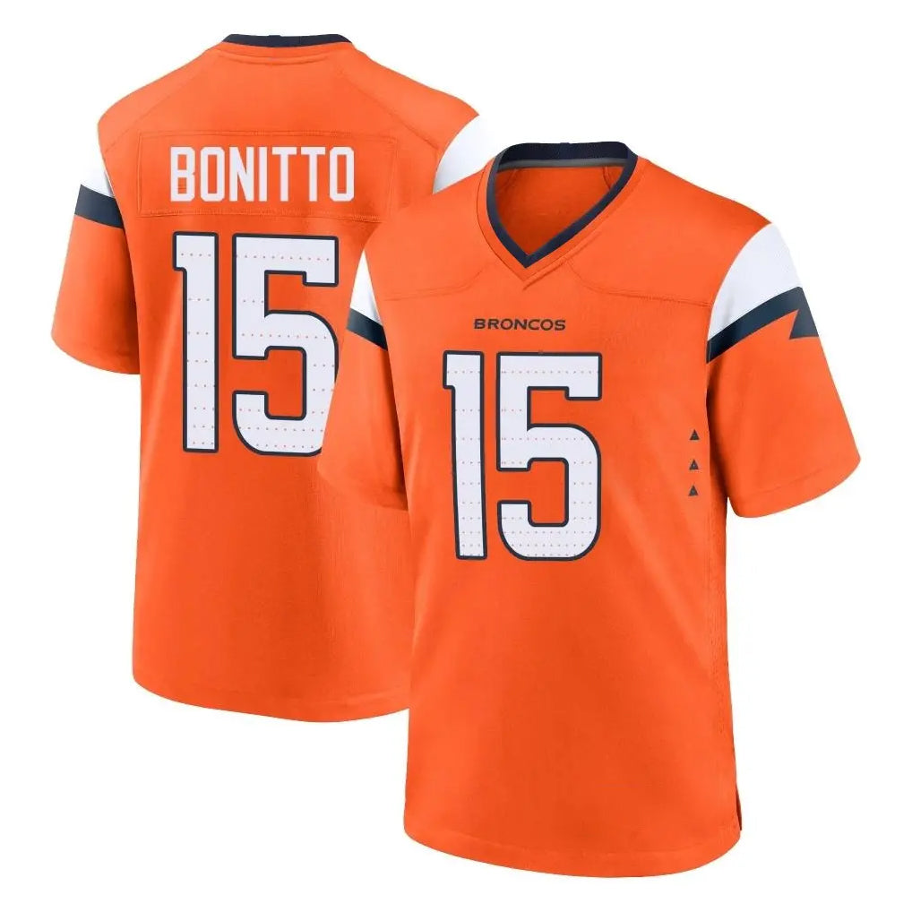 Elroe D.Broncos #15 Nik Bonitto Player Orange Home Game Stitched Jerseys
