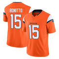Elroe D.Broncos #15 Nik Bonitto Player Orange Vapor F.U.S.E. Limited Home Game Stitched Jerseys