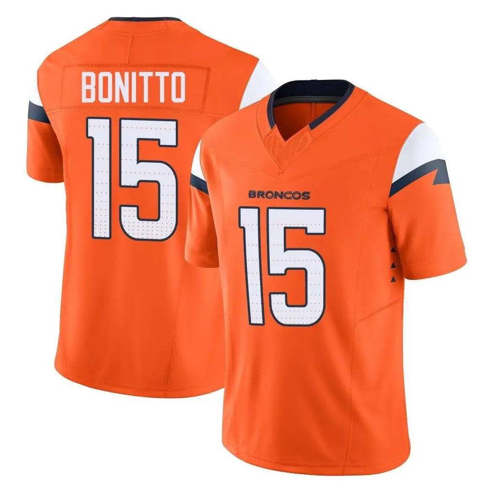 Elroe D.Broncos #15 Nik Bonitto Player Orange Vapor F.U.S.E. Limited Home Game Stitched Jerseys